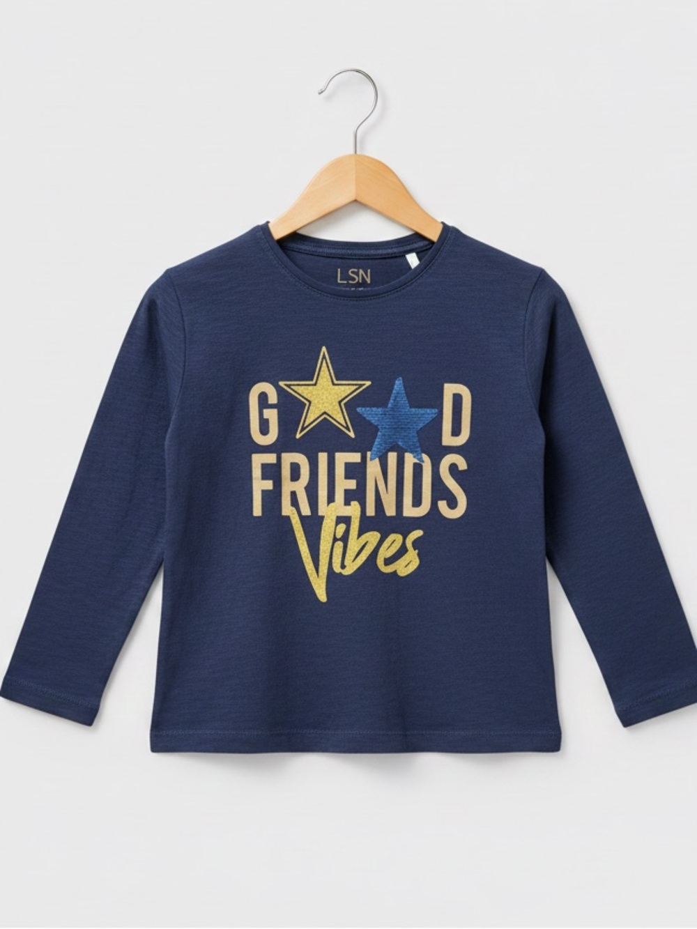 Kids Navy 'Good Friends Vibes' Long Sleeve Tee